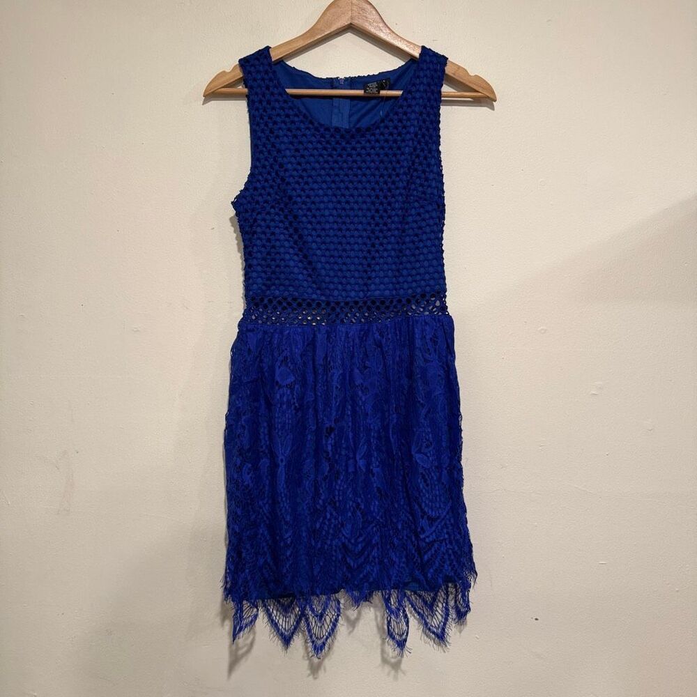 Sleeveless Royal Blue Lace Dress
